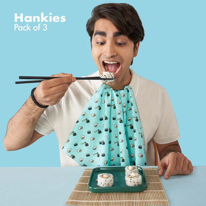 Foodgasm Series 2! Men's Hankies, 100% Organic Cotton, Pack of 3