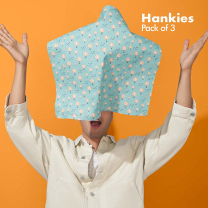 Travelicious! Men's Hankies, 100% Organic Cotton, Pack of 3