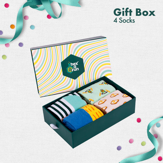 Gift-zoned! Unisex Crew Length Socks, 100% Organic Cotton, Gift Box of 4
