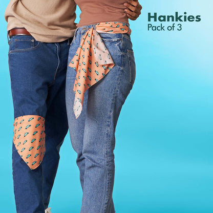 Travelicious! Men's Hankies, 100% Organic Cotton, Pack of 3