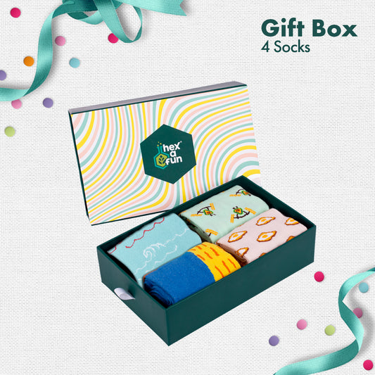 Gift-zoned! Unisex Ankle Length Socks, 100% Organic Cotton, Gift Box of 4