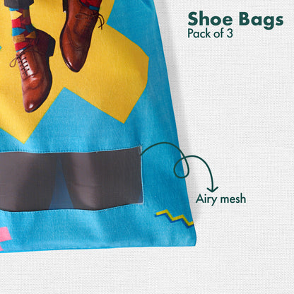 Shoe-keeper! Men's Shoe Bags, 100% Organic Cotton, Pack of 3