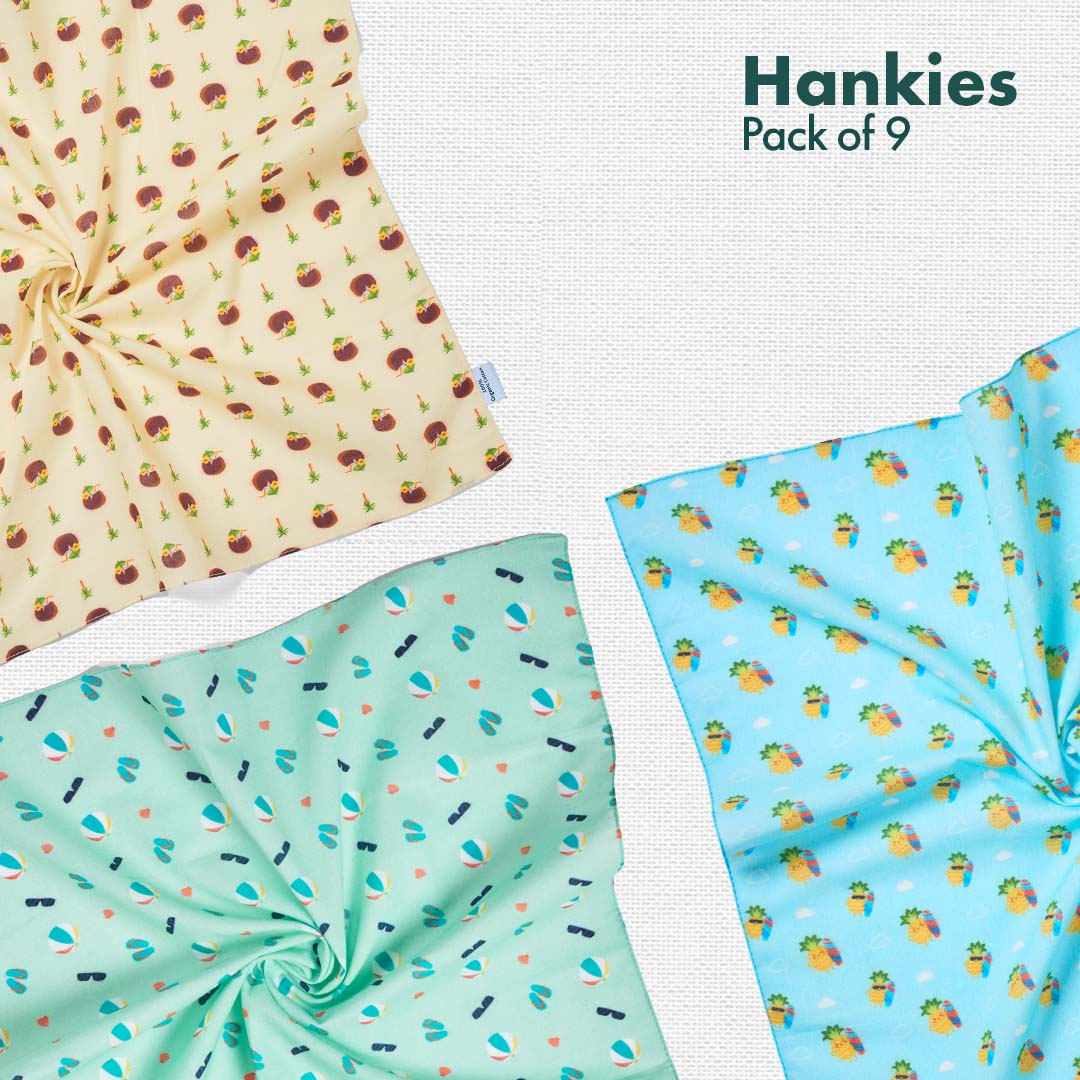 Animalholic! + Happy High! + TBC! The Boss Collection! Men's Hankies, 100% Organic Cotton, Pack of 9