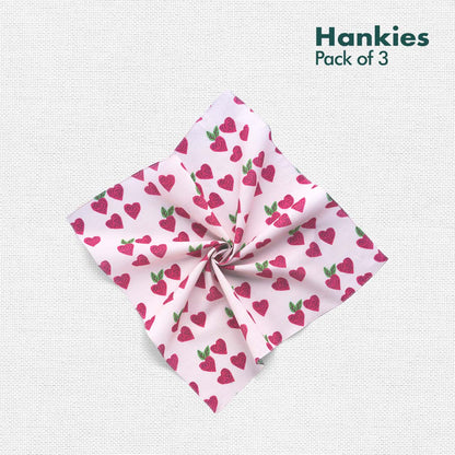 Heart-on! Women's Hankies, 100% Organic Cotton, Pack of 3