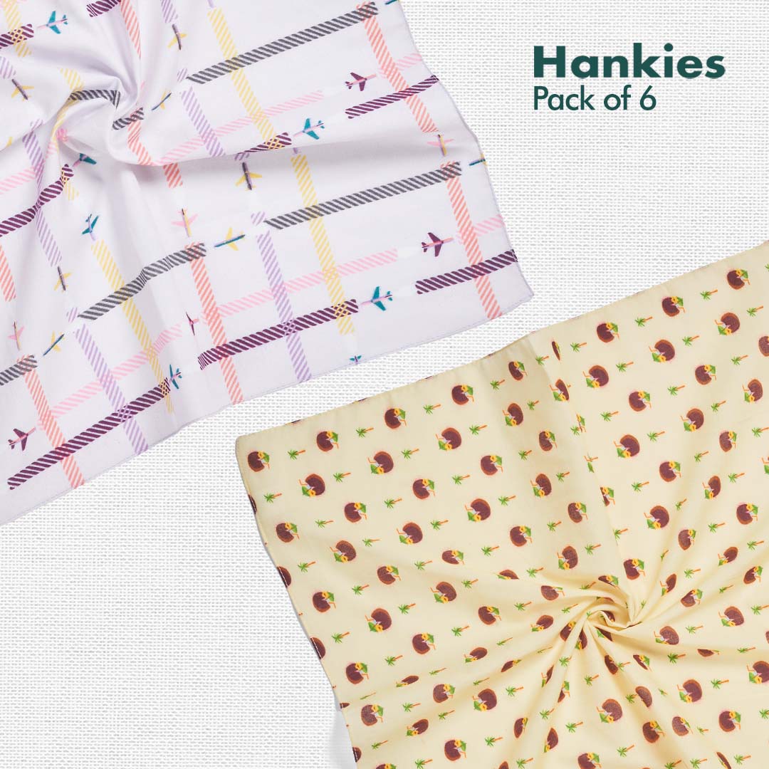 TBC! The Boss Collection! + Beach Please! Men's Hankies, 100% Organic Cotton, Pack of 6