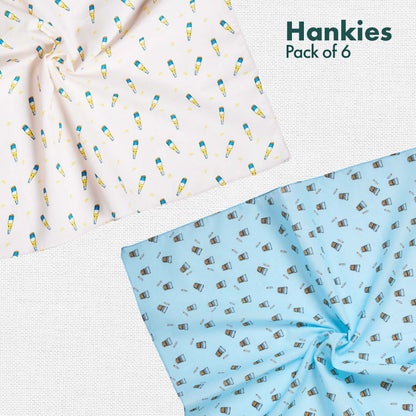 Travelicious! + Happy High! Men's Hankies, 100% Organic Cotton, Pack of 6