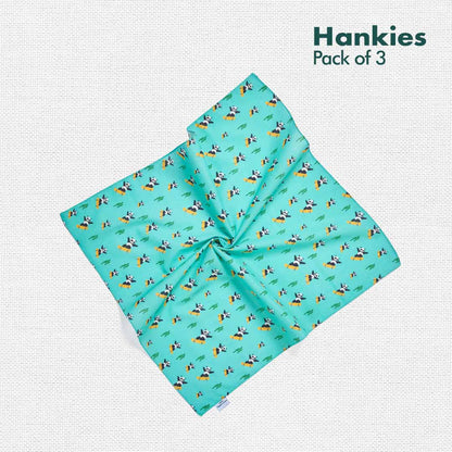 Animalholic! Men's Hankies, 100% Organic Cotton, Pack of 3
