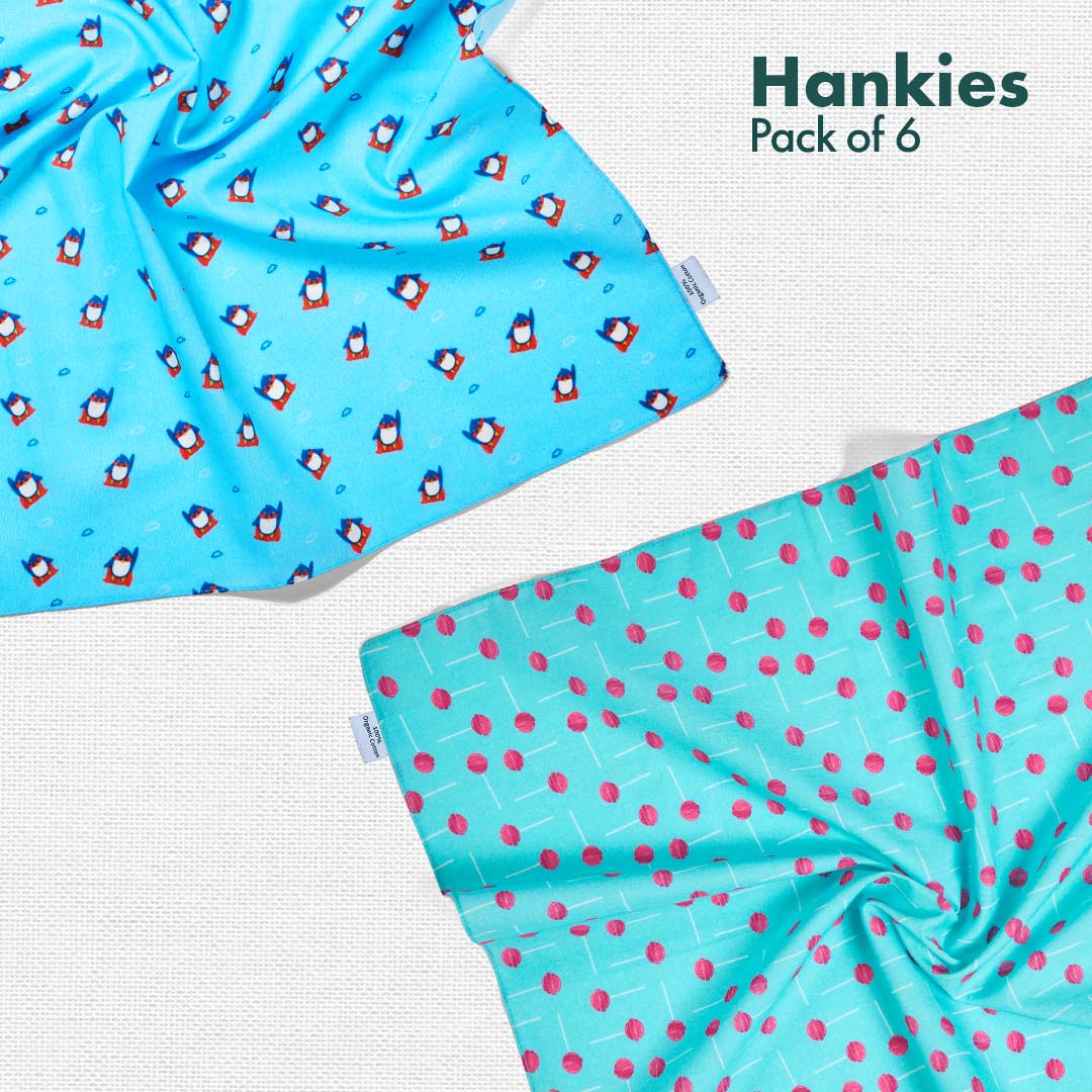 Child-unlock! + Animalholic! Women's Hankies, 100% Organic Cotton, Pack of 6