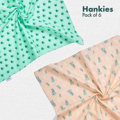 Travelicious! + Happy High! Women's Hankies, 100% Organic Cotton, Pack of 6