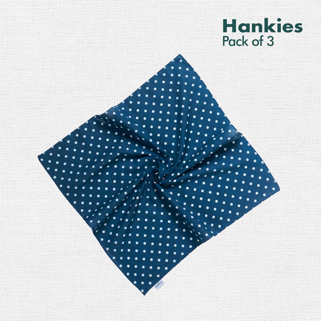 PTO! Polka Turn Over! Men's Hankies, 100% Organic Cotton, Pack of 3