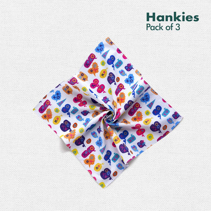 Heart-on! Women's Hankies, 100% Organic Cotton, Pack of 3