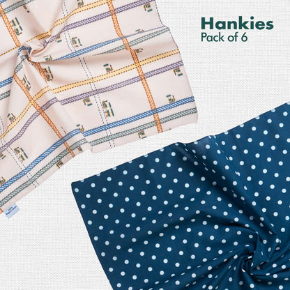 PTO! Polka Turn Over! + TBC! The Boss Collection! Men's Hankies, 100% Organic Cotton, Pack of 6