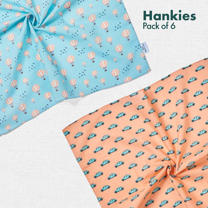 Animalholic! + Travelicious! Women's Hankies, 100% Organic Cotton, Pack of 6