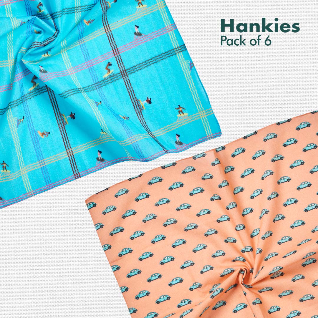 Travelicious! + TBC! The Boss Collection! Men's Hankies, 100% Organic Cotton, Pack of 6