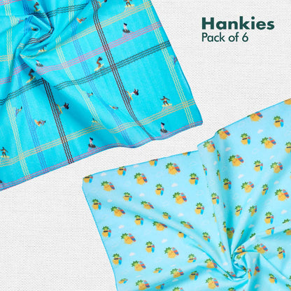 TBC! The Boss Collection! + Beach Please! Men's Hankies, 100% Organic Cotton, Pack of 6