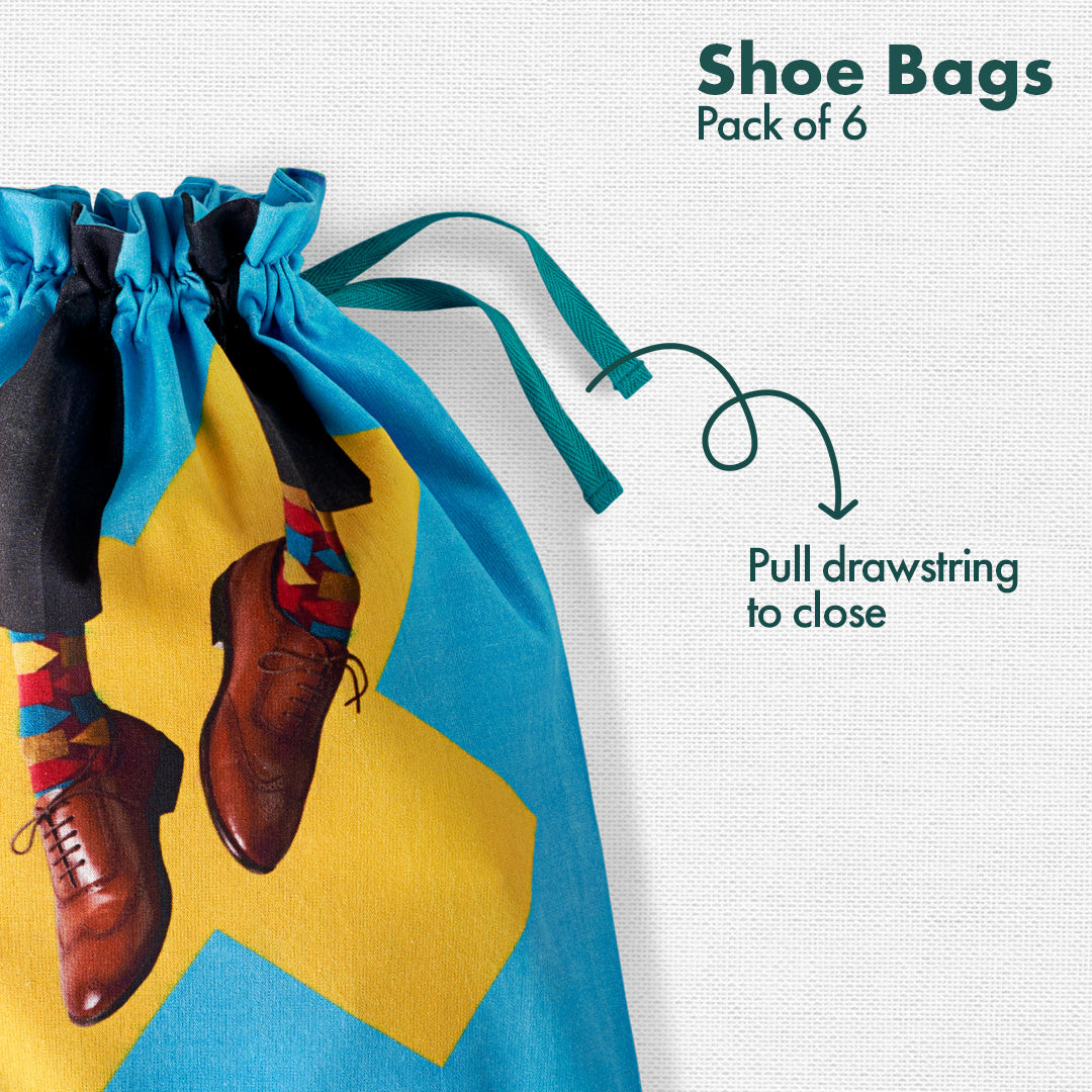 Shoe-holic! Men's & Women's Shoe Bags, 100% Organic Cotton, Pack of 6