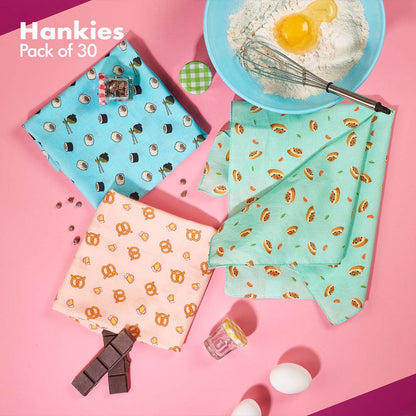 My Hanky Closet! Women's Hankies, 100% Organic Cotton, Pack of 30 + Free Tin Box