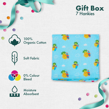 OMG! Oh My Gift! Men's Hankies, 100% Organic Cotton, Gift Box of 7